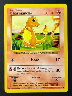 Charmander 46/102 Shadowless Base Set - Pokemon Card WOTC LP - - Image 1