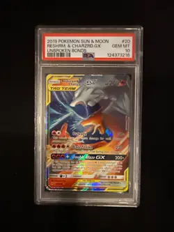 2019 Pokemon Unbroken Bonds Reshiram & Charizard #20 NEW CERT English *PSA 10* - Image 1