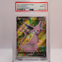 Pokemon TCG - Evolving Skies 179 FA Espeon V - PSA 10 GEM MT - Image 2