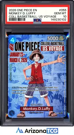 One Piece 2026 Monkey D. Luffy P-055 College Basketball: US Voyage GEM MT PSA 10 - Image 1