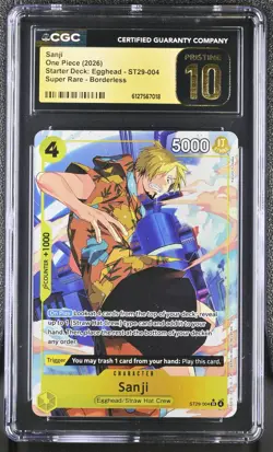 CGC 10 Pristine - Sanji ST29-004 Alt. Art Promo One Piece STARTER DECK Egghead - Image 1