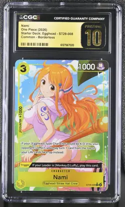 CGC 10 Pristine Nami ST29-008 Alternate Art Promo One Piece STARTER DECK Egghead - Image 1
