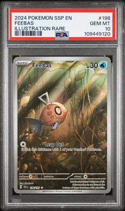 2024 POKEMON SSP EN-SURGING SPARKS ILLUSTRATION RARE #198 FEEBAS PSA 10 - Image 1