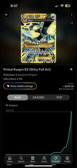 Pokemon Primal Kyogre EX 96/98 XY Ancient Origins Ultra Rare Full Art Holo - Image 1