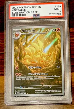 Pokemon TCG Ninetales Obsidian Flames Holo Card 199/197 Illustration Rare, PSA 9 - Image 1