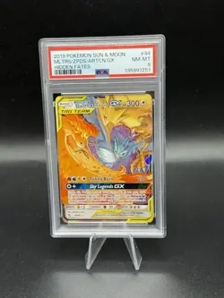 2019 POKEMON SUN & MOON HIDDEN FATES #44 MOLTRES & ZAPDOS & ARTICUNO GX PSA 8 - Image 1