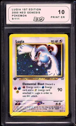 Pokemon 2000 Lugia 9/111 1st Edition Holo Neo Genesis Print Error MEW 10 - Image 1