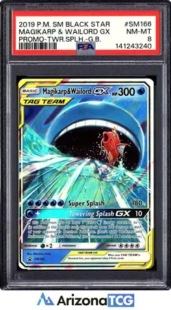 Pokemon 2019 Magikarp & Wailord GX SM166 Tag Team SM Black Star Promos PSA 8 - Image 1