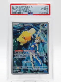 MISTY'S PSYDUCK 2025 POKEMON DESTINED RIVALS #193 ILLUSTRATION RARE PSA 10 Q0895 - Image 1
