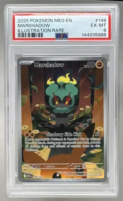 5888 Marshadow 2025 Pokemon Mega Evolution #146 Illustration Rare PSA 6 - Image 1