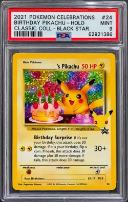 Pokemon 2021 Birthday Pikachu PSA 9 Holo Promo EN Celebrations Classic #24 - Image 1