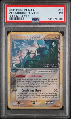 2005 POKEMON EX DELTA SPECIES #11 METAGROSS-REVERSE HOLO - PSA 1 - Image 1