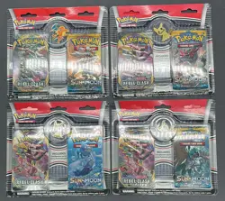 Lot of (4) Pokemon TCG Sun & Moon Base & Rebel Clash 2-Pack Blisters SEALED - Image 1