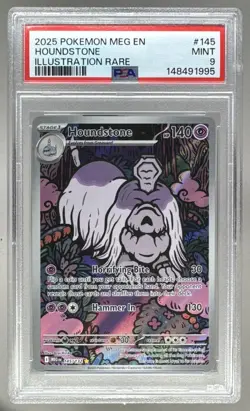 1995 Houndstone 2025 Pokemon Mega Evolution #145 Illustration Rare PSA 9 - Image 1