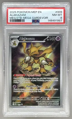 148491997 Alakazam 2025 Pokemon Mega Evolution Gardevoir ETB Promo #009 PSA 8 - Image 1