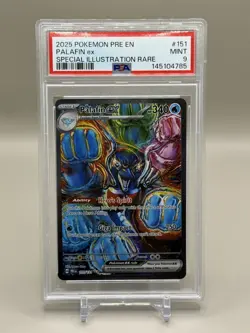 2025 POKEMON PRISMATIC EVOLUTIONS SPECIAL ILLUSTRATION RARE PALAFIN EX PSA 9 - Image 1