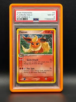 2006 Pokemon POP Series 3 Flareon Holo Rare Organized Play Promo #2 -PSA NM-MT 8 - Image 1