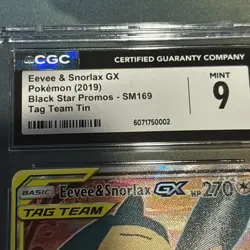 Eevee & Snorlax GX SM169 Tag Team Tin Pokemon Black Star Promo CGC 9 MINT Graded - Image 2