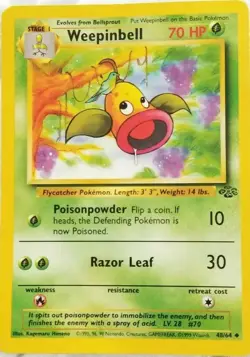 Pokemon Card Weepinbell 48/64 Jungle Flycatcher 1st Edition 70 HP 1999 - Image 1