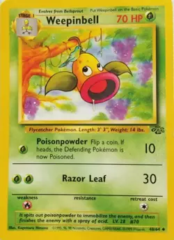 Pokemon Card Weepinbell 48/64 Jungle Flycatcher 1st Edition 70 HP 1999 - Image 2