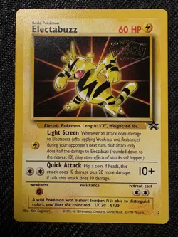 Pokemon TCG Electabuzz Black Star Promo 2 Kids WB First Movie 1999 LP Excellent - Image 1