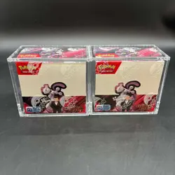 Lot (2) Pokemon SV10 Destined Rivals English Booster Boxes Sealed w/Acrylic Case - Image 1
