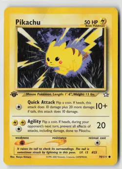 Pikachu 70/111 Common Neo Genesis Pokemon 1st Edition Damaged - Image 1