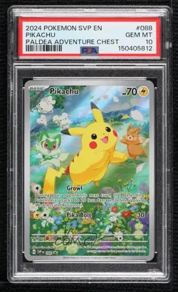 Pikachu (Paldea Adventure Chest) Holo Pokemon Scarlet & Violet Black Star PSA 10 - Image 1