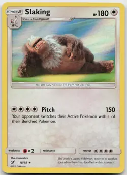 Slaking 18/18 Rare Detective Pikachu Pokemon Near Mint - Image 1