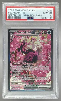 1144 Fezandipiti ex 2026 Pokemon Ascended Heroes #288 SIR PSA 10 - Image 1