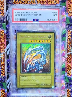 Yugioh Blue-Eyes White Dragon SDK-001 Ultra Rare Faded PSA NM - Image 1
