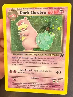 Dark Slowbro SWIRL! 12/82 Team Rocket Pokemon Card TCG Vintage WOTC Holo Rare Hp - Image 2