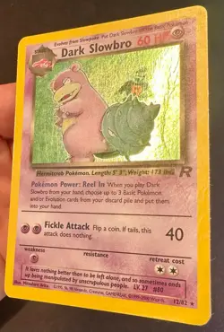 Dark Slowbro SWIRL! 12/82 Team Rocket Pokemon Card TCG Vintage WOTC Holo Rare Hp - Image 3