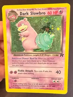 Dark Slowbro SWIRL! 12/82 Team Rocket Pokemon Card TCG Vintage WOTC Holo Rare Hp - Image 4