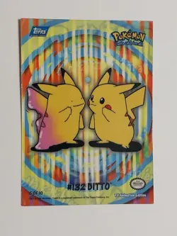 Pokemon Topps 2000 TV Animation Series 2 Stick-Ons #132 Ditto Card 5 of 10 Rare - Image 1