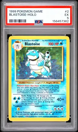 1999 POKEMON GAME #2 BLASTOISE-HOLO PSA 5 - Image 1