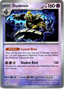 Pokemon TCG Dusknoir Poke Ball 037/131 Prismatic Evolutions Holo Rare Near Mint - Image 1