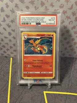 2022 POKEMON SWSH BLACK STAR PROMO #075 SPECIAL DELIVERY CHARIZARD-HOLO PSA 8 - Image 1