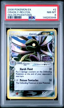 2006 POKEMON EX HOLON PHANTOMS 2 CRADILY-REVERSE FOIL PSA 8 - Image 1