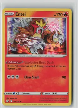 Entei 021/159 Holo Rare Crown Zenith Pokemon Holo NM - Image 1