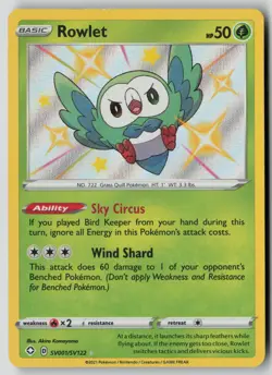 Rowlet SV001/SV122 Shiny Rare Shining Fates Shiny Vault Pokemon NM - Image 1
