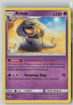 Arbok 37/73 Uncommon Shining Legends Pokemon NM - Image 1
