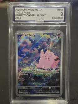 2026 Pokemon Perfect Order Clefairy Illustration Rare Holo 094/088 AGS 9 MINT - Image 1