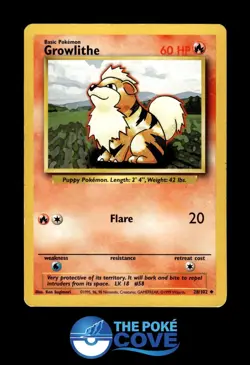 Growlithe 28/102 | Base Set Unlimited | Pokemon Uncommon | HP - Image 1