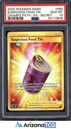 Pokemon 2020 Suspicious Food Tin 080 Full Art SR Champion's Path GEM MINT PSA 10 - Image 1