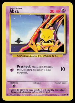 Abra 43/102 C Base Set Unlimited Pokemon LP - Image 1