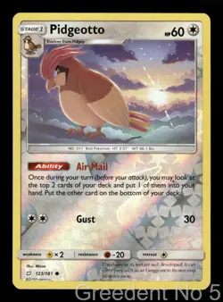 Pidgeotto 123/181 Common Team Up Pokemon Reverse Holo Moderately Played - Image 1