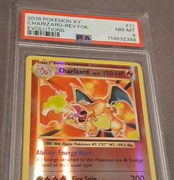 Pokemon 2016 Evolutions Charizard 11/108 Reverse Holo Rare PSA 8 - Image 1