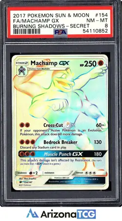 Pokemon 2017 Machamp GX 154/147 Full Art Secret Rare Burning Shadows PSA 8 - Image 1