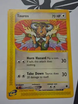 Pokemon TCG Tauros Expedition Base Set 133/165 2002 E Reader Vintage LP - Image 1